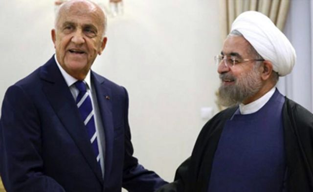 השר הלבנוני עם נשיא אירן רוחאני