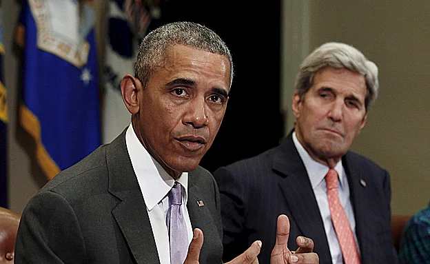 עומדים מאחורי ההצעה? אובמה וקרי (רויטרס)