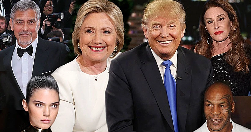 הילארי קלינטון ודונלאד טראמפ יחד עם החברים המפורסמים