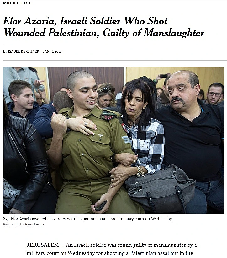 הכתבה על הרשעת אזריה ב''ניו יורק טיימס''