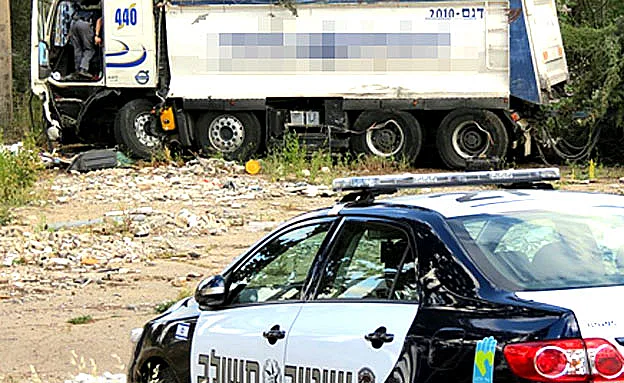 המשאית לאחר התאונה