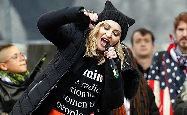 הזמרת מדונה בעצרת נגד טראמפ (רויטרס)