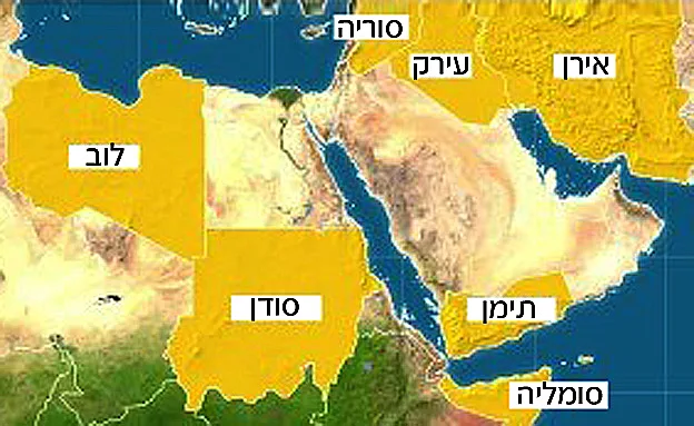 מפת המדינות שנכללו בצו