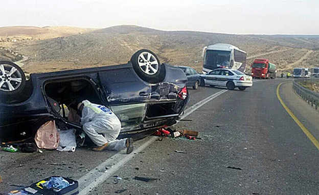 זירת התאונה ליד מצפה רמון