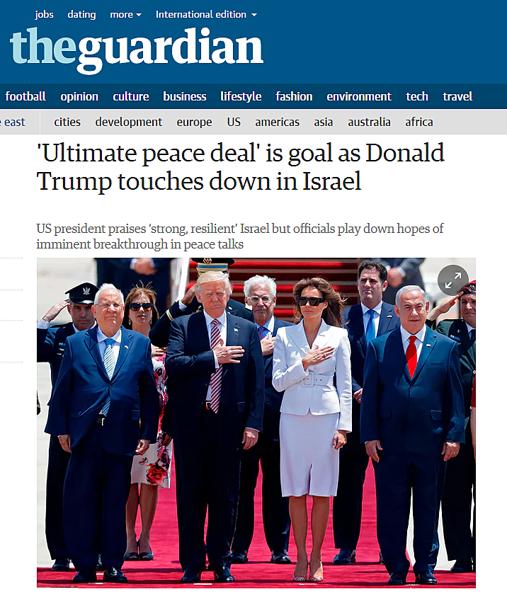 '''עסקת השלום האולטימטיבית' היא המטרה''. הכותרת בגארדיאן