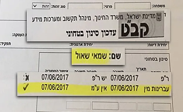 המסמך של משרד החינוך אודות המורה החשוד