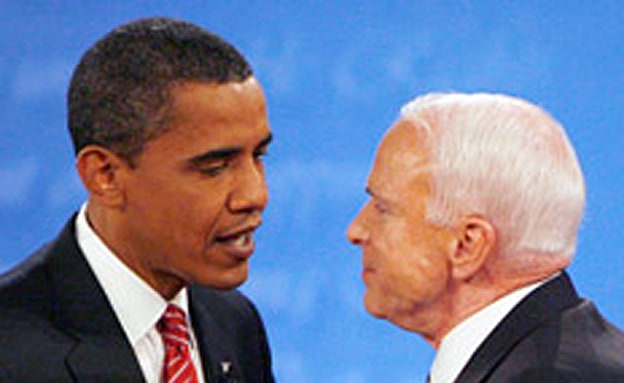 מקיין ואובמה בקמפיין 2008 לנשיאות