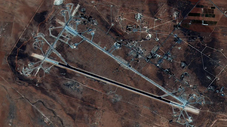 תצלום אוויר תקיפת ארה"ב בסוריה. אזור התקיפה, מבט מהאוויר