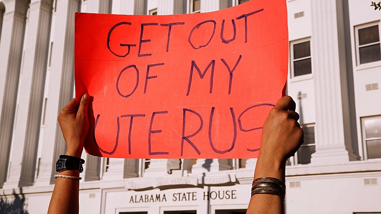 Pro Choice Supporters Protest In Front Of The Alabama State House As Alabama State Senate Votes On The Strictest Anti Abortion bill In The United States At The Alabama Legislature In Montgomery