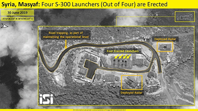 צילומי לווין של ארבעת משגרי הנמ שהרוסים מכרו לסורים באזור מאסייאף בצפון מערב סוריה