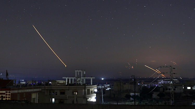 Missile Fire Is Seen Over Daraa