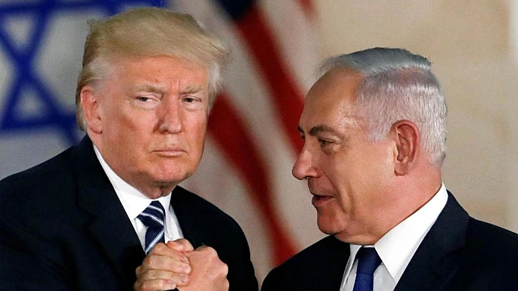 נשיא ארה"ב דונלד טראמפ וראש הממשלה בנימין נתניהו במוזיאון ישראל בירושלים