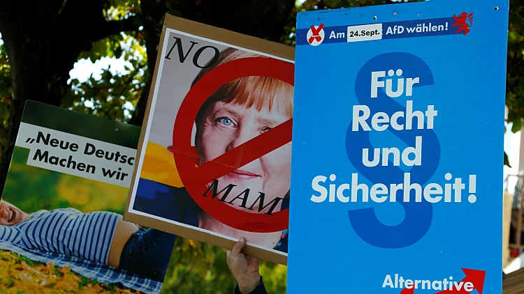 שלטי תמיכה במפלגת הימין הקיצוני בגרמניה AFD