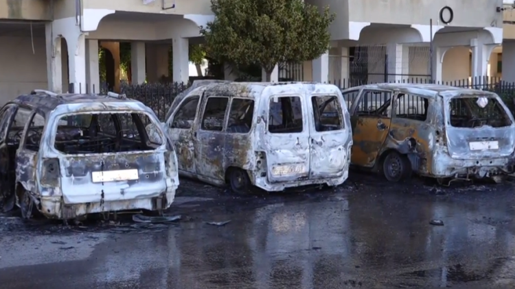רכבים שהוצתו במהלך מהומות בלוד