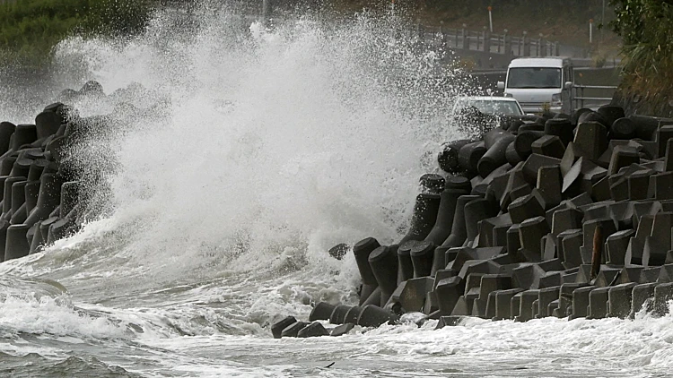 High Waves Triggered By Typhoon Haishen Crash Against The Coast In Kagoshima, Kagoshima Prefecture, In Southwestern Japan