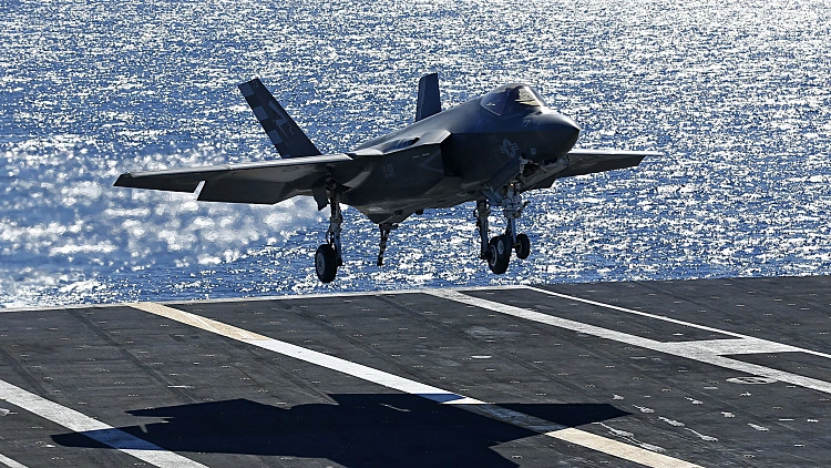 Wilson Makes The First Ever Landing Of The F 35c On An Aircraft Carrier Using Its Tailhook System, Off The Coast Of California