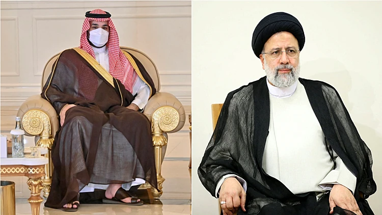 נשיא איראן רא'יסי ויורש העצר הסעודי מוחמד בן סלמאן