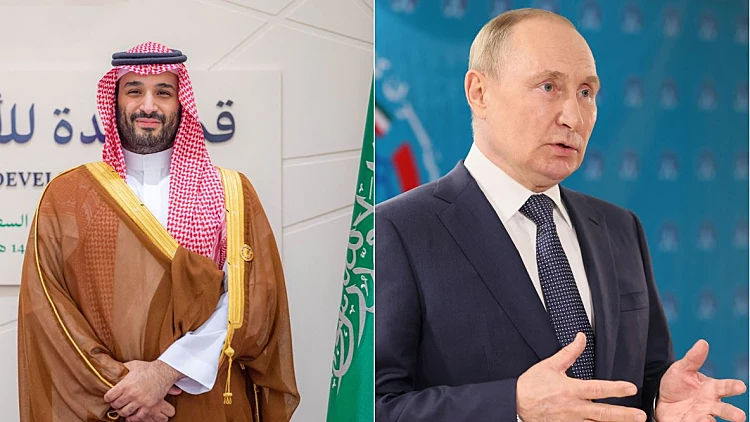נשיא רוסיה ולדימיר פוטין ויורש העצר הסעודי מחמד בן סלמאן