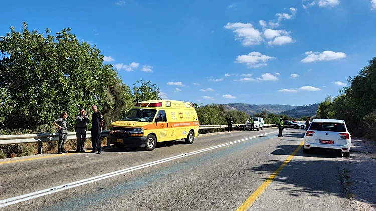 זירת התאונה בכביש 3866 בה נהרג רוכב אופנוע בן 52