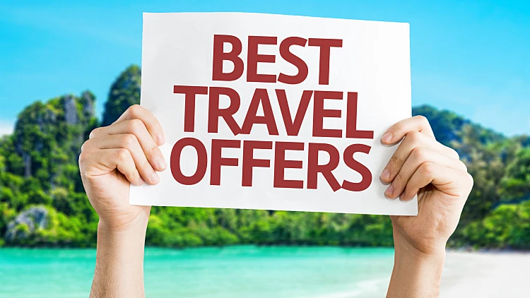 Best,travel,offers,card,with,a,beach,on,background