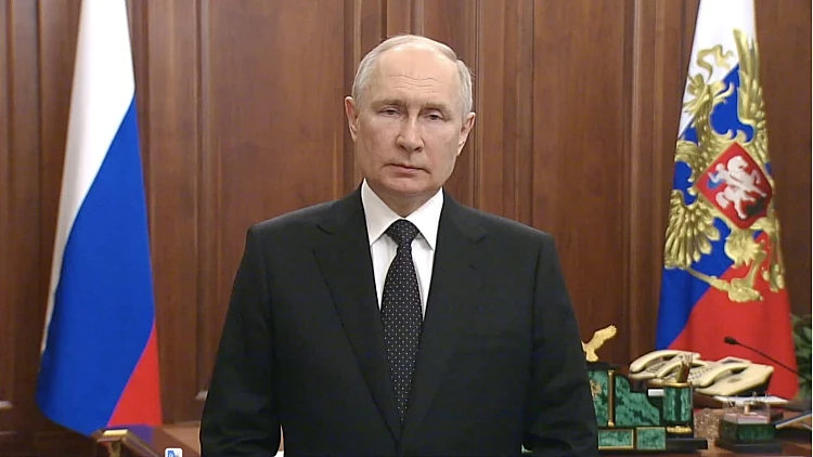נשיא רוסיה ולדימיר פוטין בנאום מיוחד