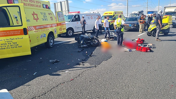 זירת התאונה בכביש 4 ליד מחלף אשדוד