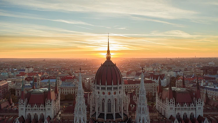 Amazing Unuique Aerial Photo About The Hungarian Parliament Building