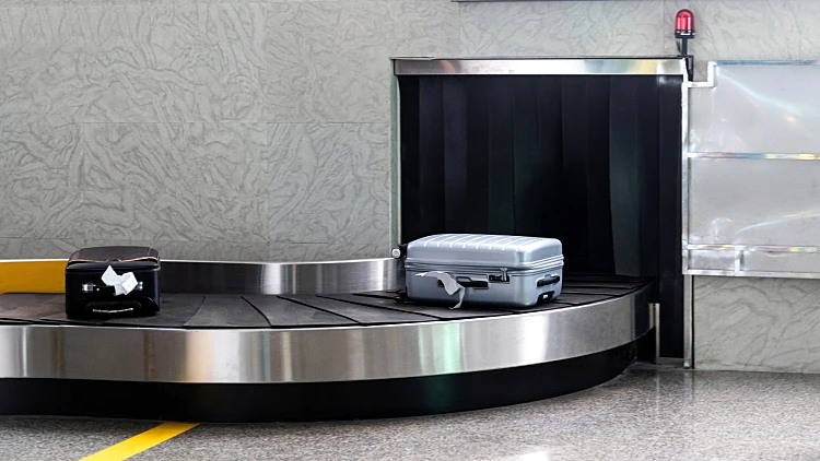 Suitcase,luggage,on,conveyor,belt