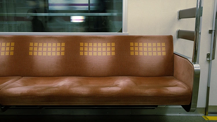 Inside,of,subway,with,empty,seats,in,osaka,,japan