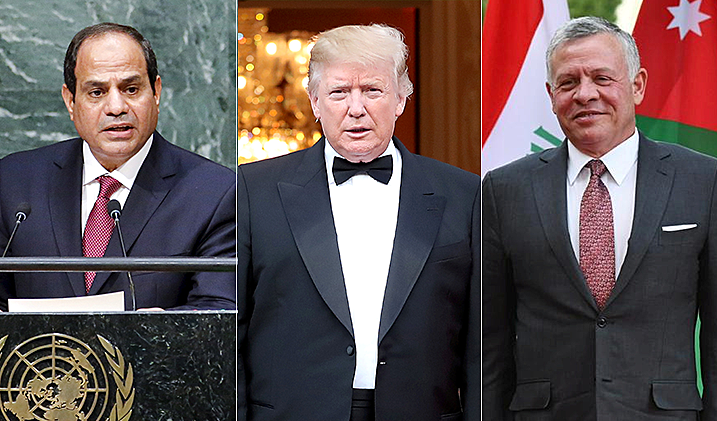 עבדאללה השני, מלך ירדן, דונלד טראמפ, נשיא ארה''ב ועבד אל-פתאח א-סיסי, נשיא מצרים