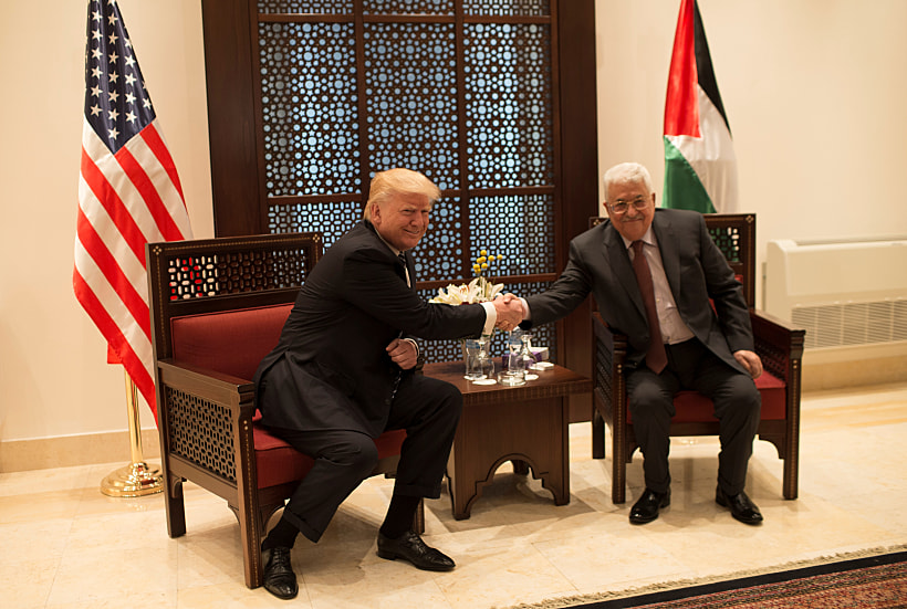 יו''ר הרש''פ אבו מאזן ונשיא ארה''ב דונלד טראמפ בבית לחם