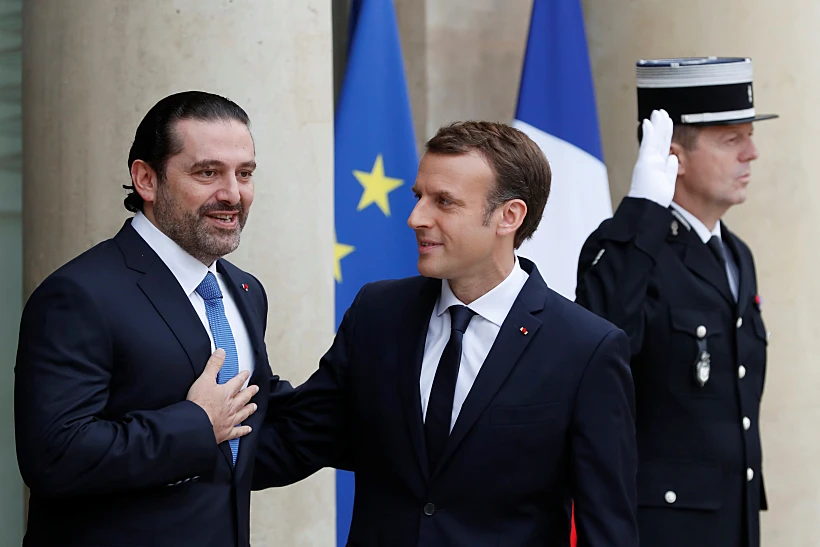סעד אל-חרירי ועמנואל מקרון בארמון האליזה בפריז