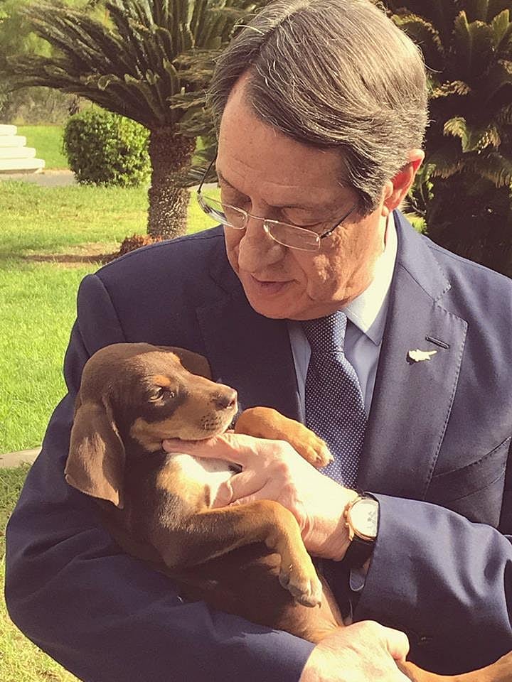 נשיא קפריסין, ניקוס אנסטסיאדיס, עם כלבו