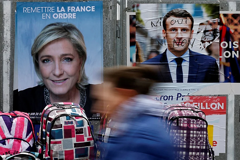 תמונות המועמדים לנשיאות צרפת, עמנואל מקרון ומארין לה פן