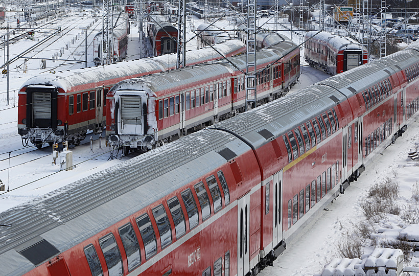 שלג בגרמניה - תחנת הרכבת במינכן