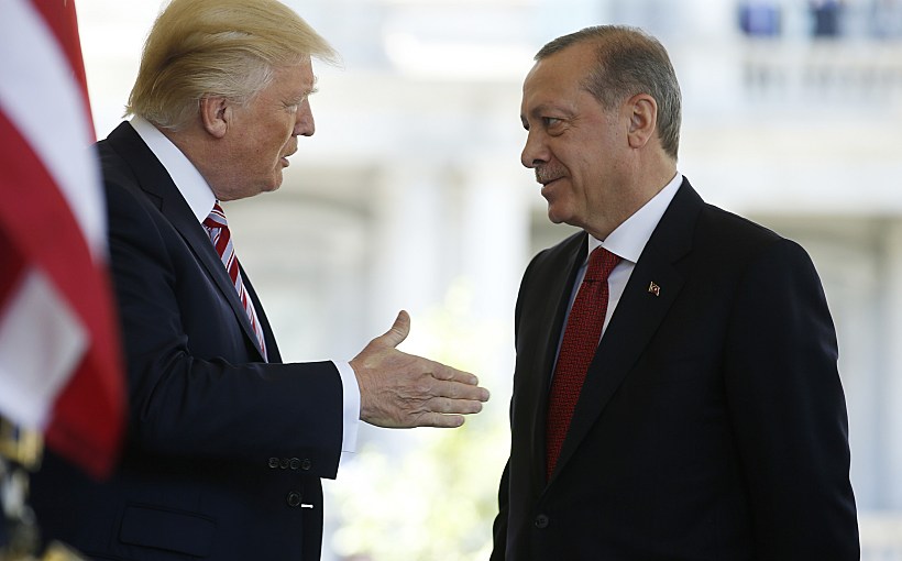 President Trump Talks With Turkey's President Erdogan At The Entrance To The West Wing Of The White House In Washington