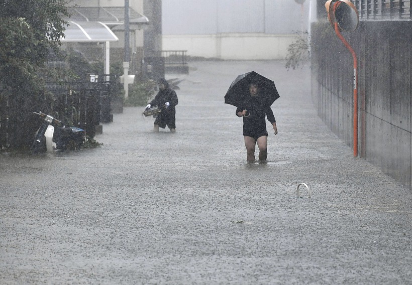 Roads Are Flooded Due To Heavy Rains Caused By Typhoon Hagibis In Shizuoka, Japan