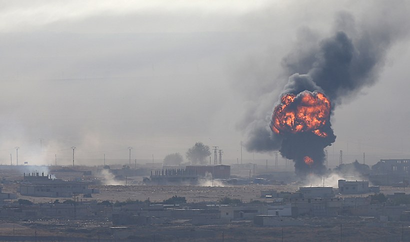 Explosion Is Seen Over The Syrian Town Of Ras Al Ain As Seen From The Turkish Border Town Of Ceylanpinar