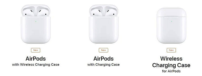 אוזניות AirPods 2 של אפל