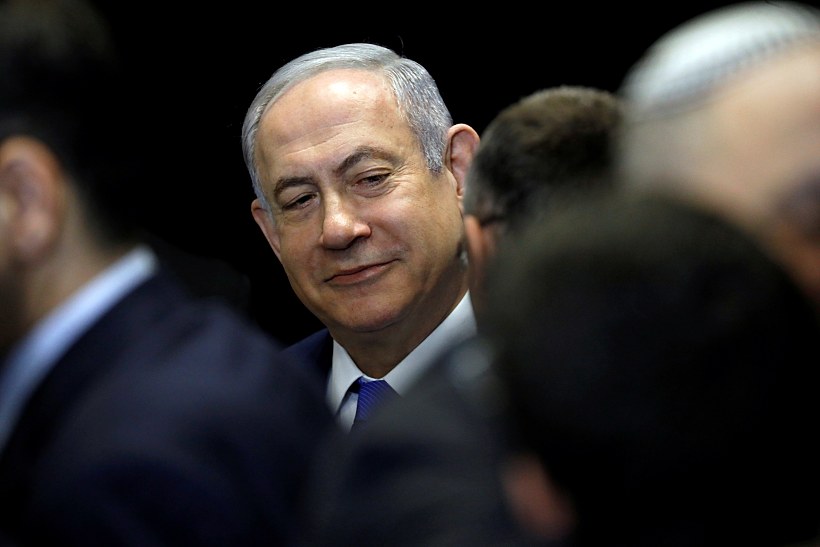 Israeli Prime Minister Benjamin Netanyahu Chats With His Party's Members In Airport City Near Tel Aviv