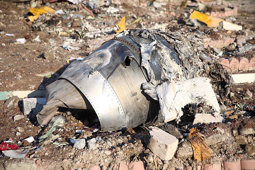 Debris Of A Plane Belonging To Ukraine International Airlines, That Crashed After Taking Off From Iran's Imam Khomeini Airport, Is Seen On The Outskirts Of Tehran