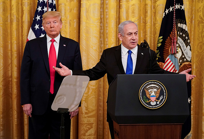 U.s. President Trump And Israel's Prime Mininister Netanyahu Deliver Joint Remarks On Middle East Peace Plan Proposal At The White House In Washington, U.s., January 28, 2020. Reuters/joshua Roberts?