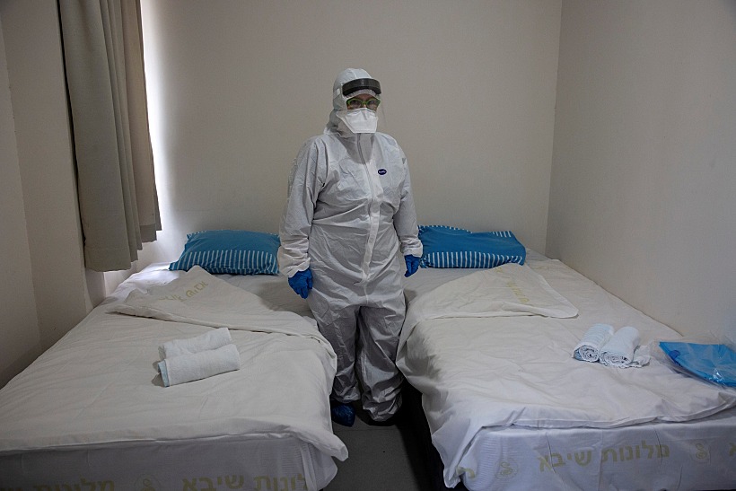 אחד החדרים בבידוד בבית החולים שיבא בעקבות וירוס הקורונה