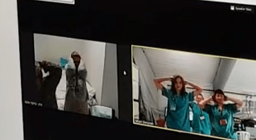 האחיות רוקדות עם החולים המצויים בבידוד באמצעות מצלמות מחשב