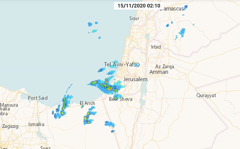 מכ''ם הגשם בזמן השיגורים לעבר ישראל