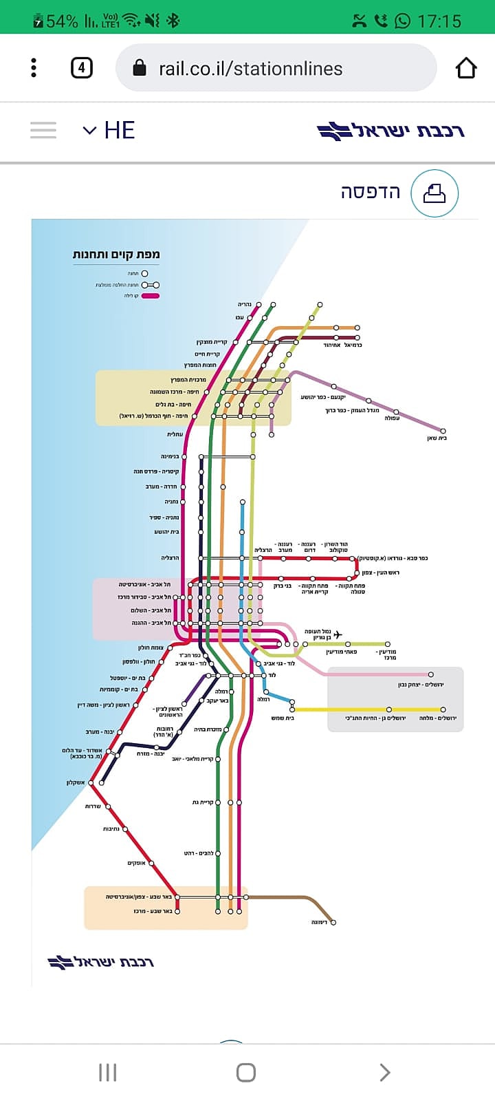 מפת קו קווים חדש חדשים רכבת ישראל 