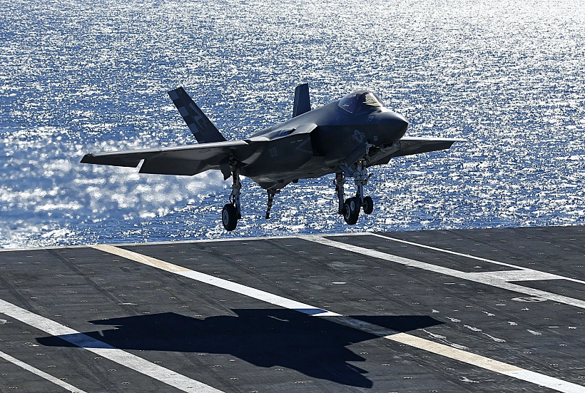 Wilson Makes The First Ever Landing Of The F 35c On An Aircraft Carrier Using Its Tailhook System, Off The Coast Of California