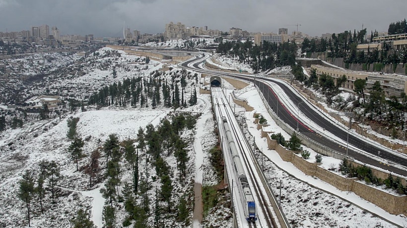מבט מעוף שלג ירושלים בירושלים מזג אוויר