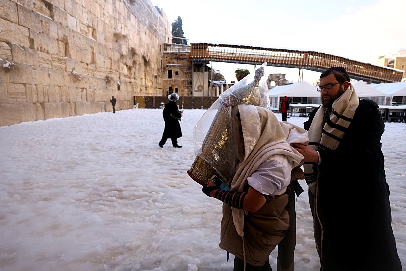 שלג הכותל המערבי ירושלים מזג האוויר