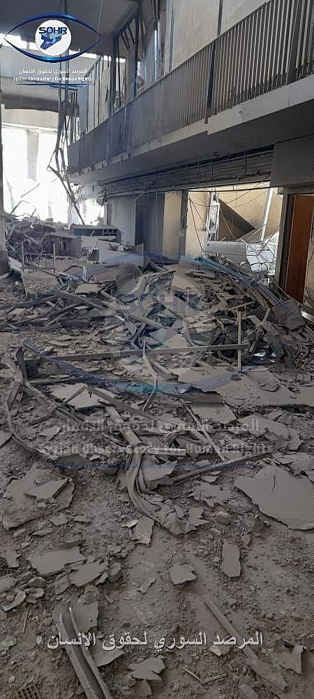התמונות שפרסם המרכז הסורי לזכויות אדם מהנזק שנגרם לאולם הנוסעים הישן בנמה''ת של דמשק